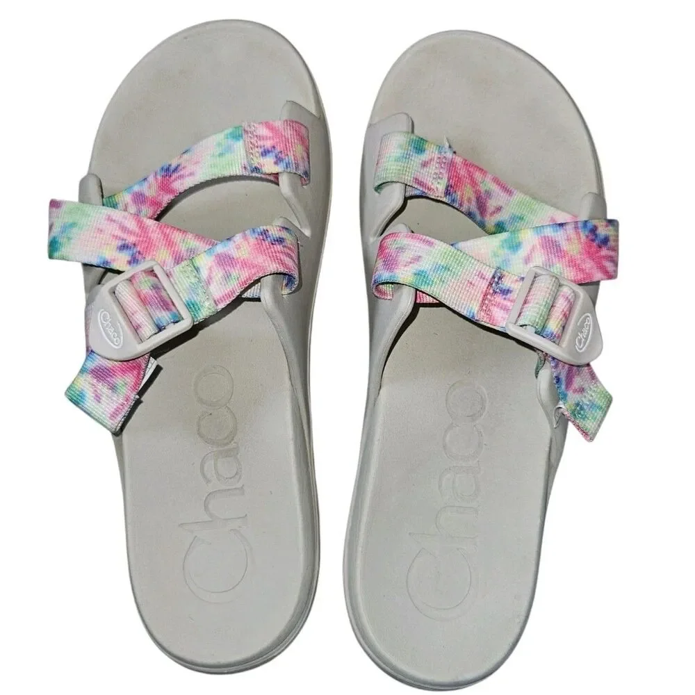Chaco Chillos Slides Womens Size 11 Beige Pastel Tie Dye Beach Sandals JCH108732